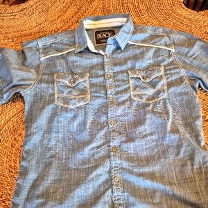 Buckle Black mens jean style large shirt